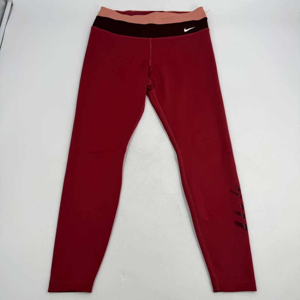 Nike Dri-FIT Training Running Cropped Leggings‎ Women Medium Burgundy BV5737-661